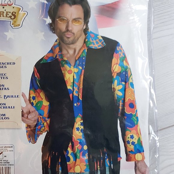 Yeaaa Baby! Groovy Flower Power Halloween Costume Shirt/ Fringed Vest Combo - Picture 1 of 10